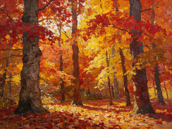 On Canvas Small Paintings, Autumn in the Forest, Hand Painted Canvas Art, Original Oil Paintings, Small Landscape Paintings, Landscape Wall Art Paintings-Grace Painting Crafts