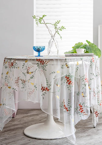 Spring Flower Rectangular Tablecloth for Oval Table, Extra Large Lace Tablecloths, Lace Embroidered Table Covers, Rectangular Table Covers for Coffee Table-Grace Painting Crafts