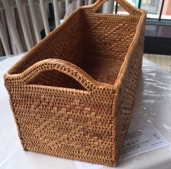 Indonesia Woven Storage Basket, Natural Fiber Baskets, Small Storage Basket for Kitchen, Rattan Storage Basket for Dining Room-Grace Painting Crafts