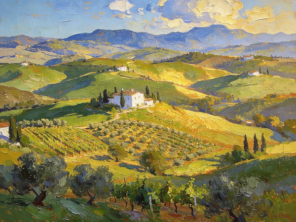 Landscape Wall Art Paintings, Tuscan Hills in Harmony, Hand Painted Canvas Art, Original Oil Paintings, On Canvas Small Paintings, Small Landscape Paintings