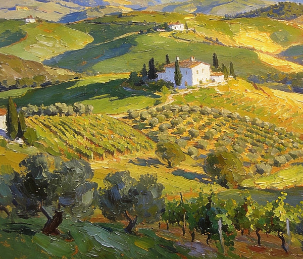 Landscape Wall Art Paintings, Tuscan Hills in Harmony, Hand Painted Canvas Art, Original Oil Paintings, On Canvas Small Paintings, Small Landscape Paintings