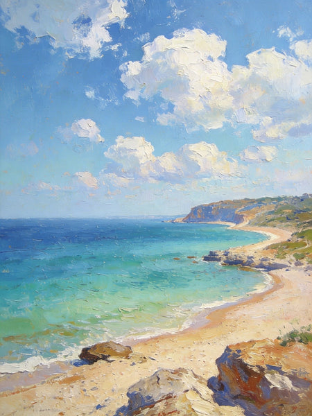 Ocean Breeze and Sun Kissed Sand, Original Artwork Small Paintings, Hand Painted Canvas Art, On Canvas Small Paintings, Palette Knife Artwork, Landscape Canvas Paintings-Grace Painting Crafts