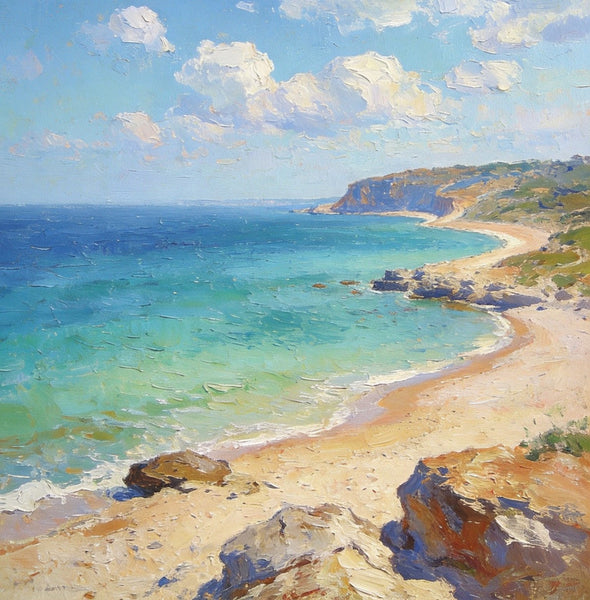 Ocean Breeze and Sun Kissed Sand, Original Artwork Small Paintings, Hand Painted Canvas Art, On Canvas Small Paintings, Palette Knife Artwork, Landscape Canvas Paintings-Grace Painting Crafts