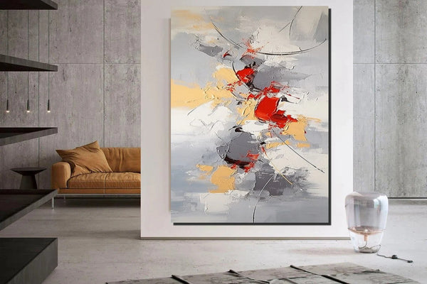 Large Canvas Painting for Office, Simple Modern Acrylic Paintings, Dining Room Canvas Painting, Contemporary Modern Artwork-Grace Painting Crafts
