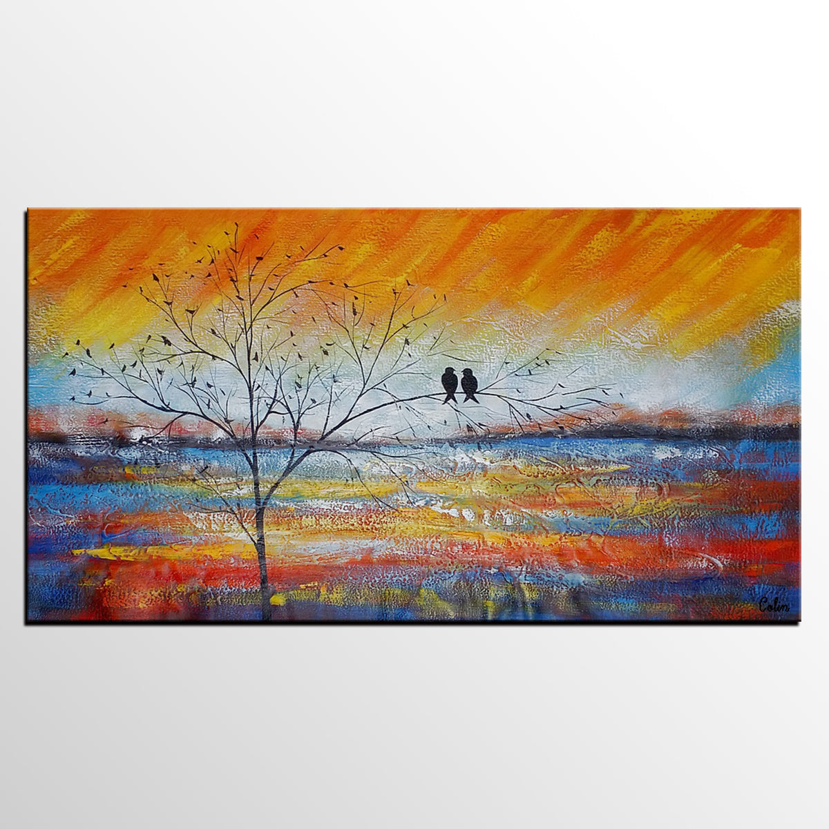 Acrylic Abstract Painting, Love Birds Painting, Living Room Wall Art Paintings, Custom Original Paintings, Acrylic Painting for Sale-Grace Painting Crafts