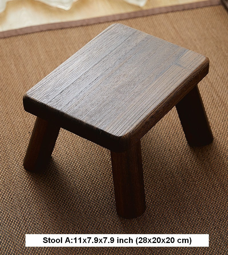 Dining Table Stool, Shoe-changing Stool, Solid Wood low Stool, Paulownia Wood Stool, Children's Wooden Stool, Sofa Stool-Grace Painting Crafts