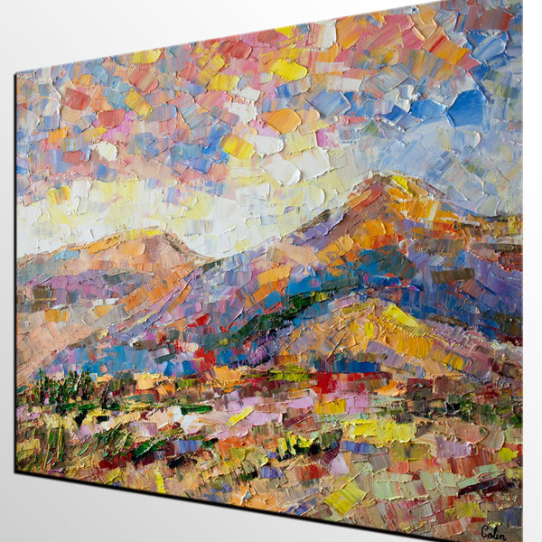 Oil Painting on Canvas, Mountain Landscape Painting, Custom Original Painting for Sale, Landscape Canvas Painting for Bedroom-Grace Painting Crafts