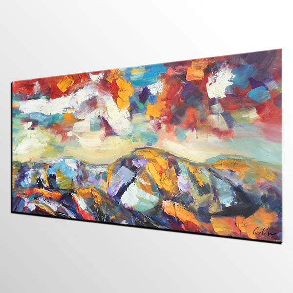 Mountain Landscape Painting, Original Landscape Painting, Custom Art, Heavy Texture Painting, Oil Painting for Living Room-Grace Painting Crafts
