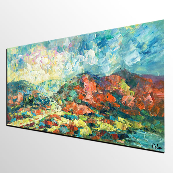 Original Wall Art, Mountain Landscape Painting, Large Wall Art, Original Artwork, Canvas Painting-Grace Painting Crafts