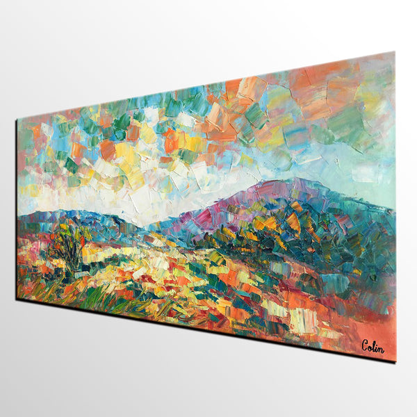 Original Artwork, Mountain Landscape Painting, Custom Extra Large Art, Canvas Artwork