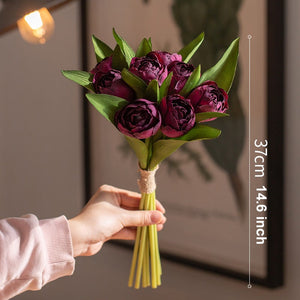 Purple Tulip Flowers, Bedroom Flower Arrangement Ideas, Spring Artificial Floral for Dining Room Table, Simple Modern Floral Arrangement Ideas for Home Decoration-Grace Painting Crafts