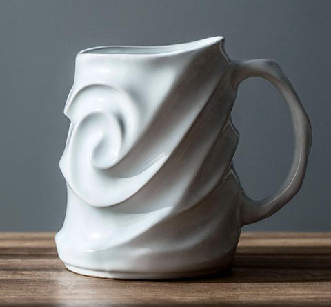 Stoneware Coffee Mugs, White Ceramic Coffee Mug, Large Capacity Coffee Cups, Birthday Gifts, Handmade Pottery Coffee Mug-Grace Painting Crafts