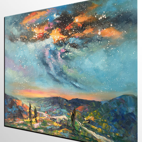 Oil Painting, Starry Night Sky Painting, Custom Abstract Canvas Artwork, Canvas Painting for Kitchen-Grace Painting Crafts