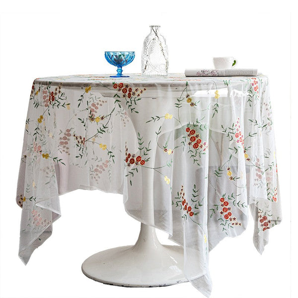 Spring Flower Rectangular Tablecloth for Oval Table, Extra Large Lace Tablecloths, Lace Embroidered Table Covers, Rectangular Table Covers for Coffee Table-Grace Painting Crafts