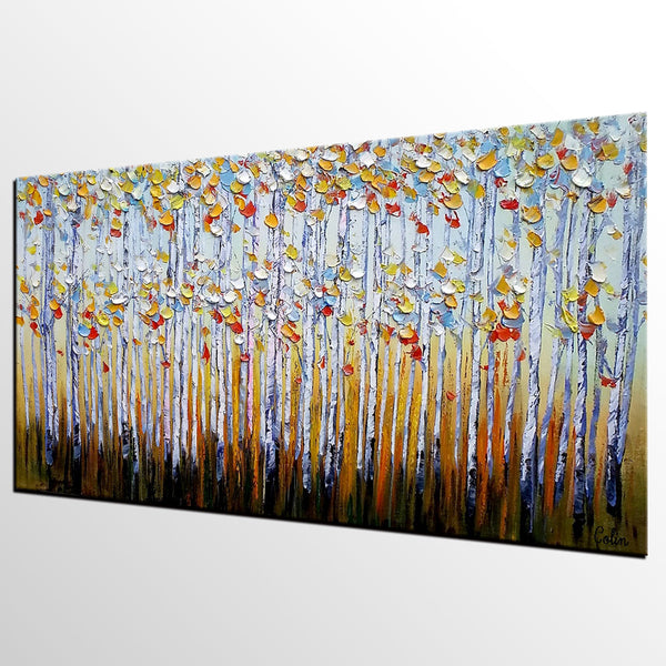 Abstract Landscape Paintings, Custom Original Oil Painting, Palette Knife Painting, Autumn Tree Paintings, Landscape Paintings for Bedroom-Grace Painting Crafts