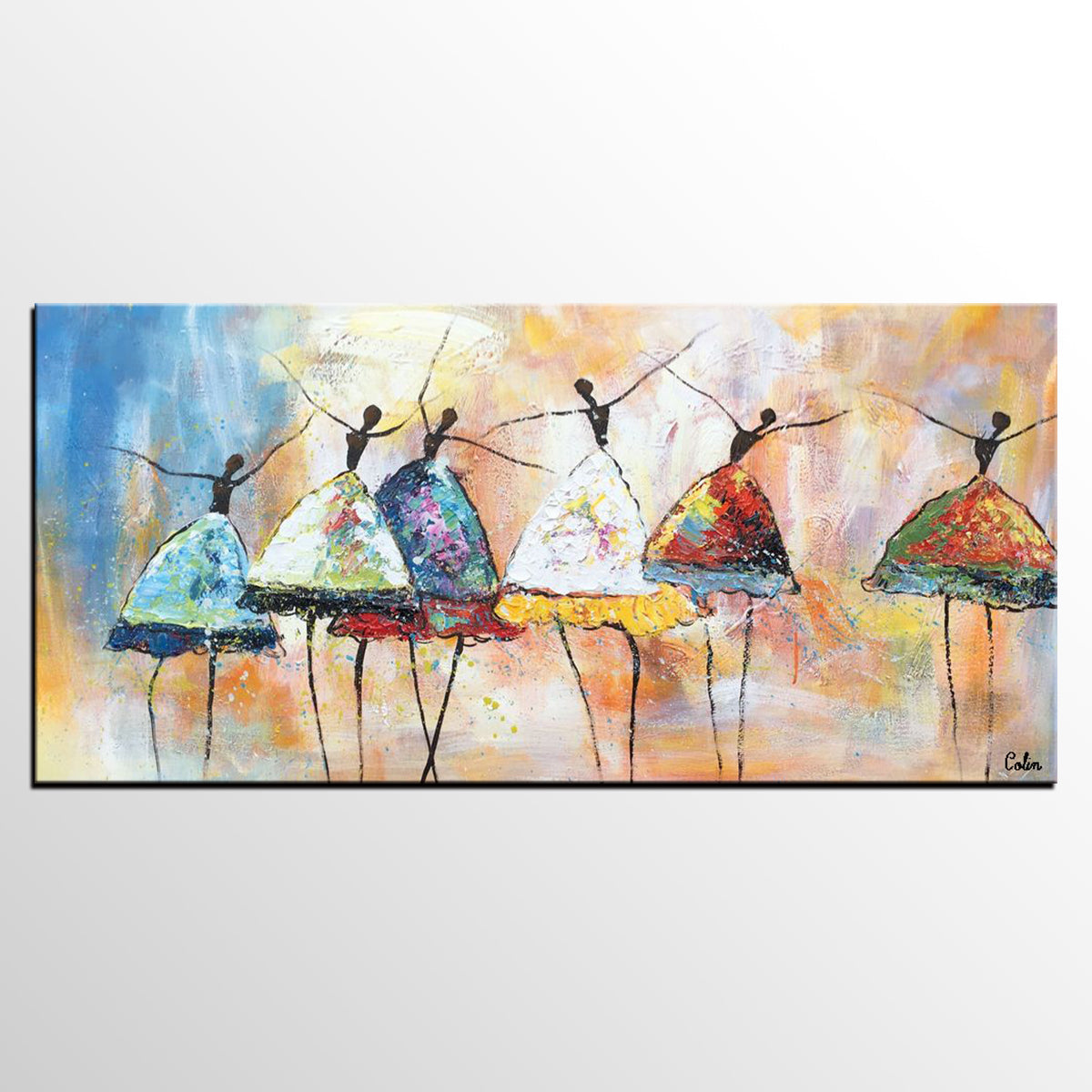 Large Ballet Dancer Abstract Painting, Modern Canvas Art, Original Contemporary Figure Wall Decor, Expressive Performance Artwork