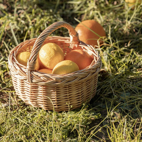 Small Kitchen Storage Baskets, Picnic Storage Basket with Handle, Hand-woven Wicker Storage Basket, Natural Fruit Basket, Willow Weaving Baskets for Vegetable-Grace Painting Crafts