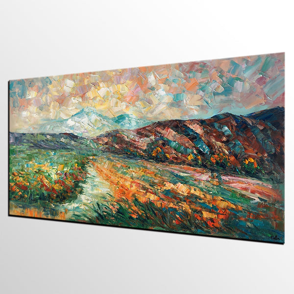 Custom Extra Large Art, Mountain and River Landscape Painting, Canvas Artwork, Original Artwork-Grace Painting Crafts