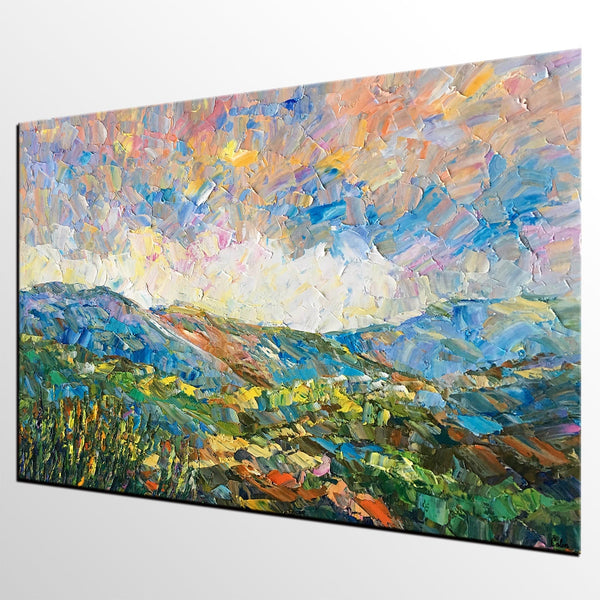 Landscape Oil Painting, Autumn Mountain Landscape Painting, Custom Abstract Painting, Heavy Texture Painting-Grace Painting Crafts