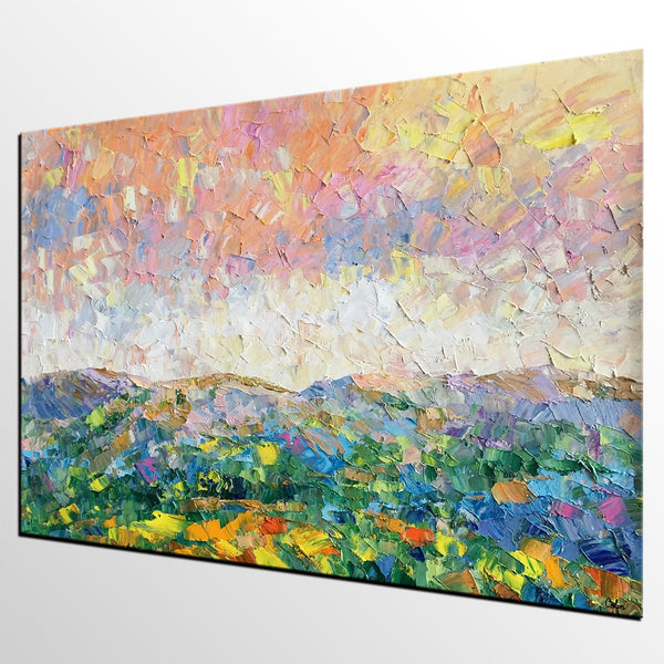Mountain and Sky Painting, Landscape Painting, Custom Oil Painting Painting, Living Room Wall Art, Canvas Painting-Grace Painting Crafts