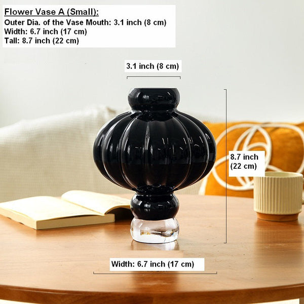 Unique Contemporary Vases for Modern Home Decor, Black Glass Bud Vases, Handmade Liuli Vases, Centerpiece Vases on Table, Black Glaze Vase-Grace Painting Crafts