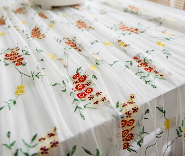 Spring Flower Rectangular Tablecloth for Oval Table, Extra Large Lace Tablecloths, Lace Embroidered Table Covers, Rectangular Table Covers for Coffee Table-Grace Painting Crafts