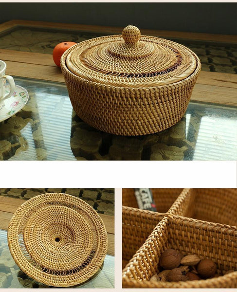 Indonesia Woven Storage Basket, Small Food and Snacks Basket, Kitchen Storage Basket, Storage Basket for Dining Room-Grace Painting Crafts