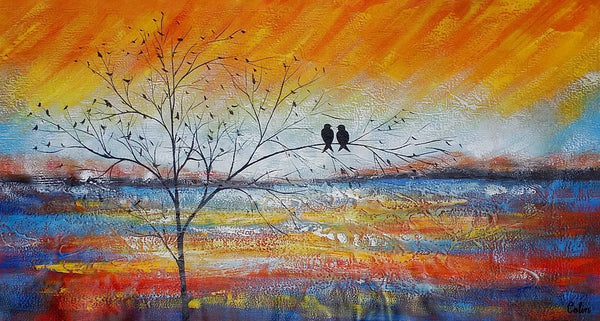 Acrylic Abstract Painting, Love Birds Painting, Living Room Wall Art Paintings, Custom Original Paintings, Acrylic Painting for Sale-Grace Painting Crafts