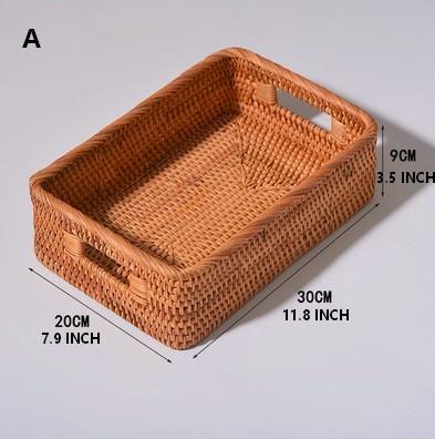 Rectangular Storage Baskets for Pantry, Rattan Storage Basket for Shelves, Storage Baskets for Kitchen, Woven Storage Baskets-Grace Painting Crafts