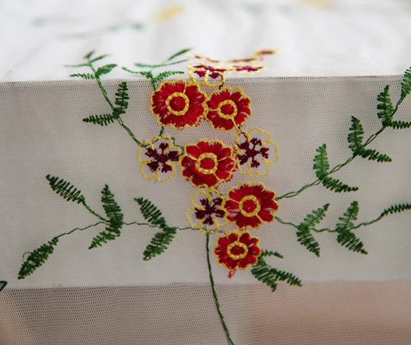 Spring Flower Rectangular Tablecloth for Oval Table, Extra Large Lace Tablecloths, Lace Embroidered Table Covers, Rectangular Table Covers for Coffee Table-Grace Painting Crafts