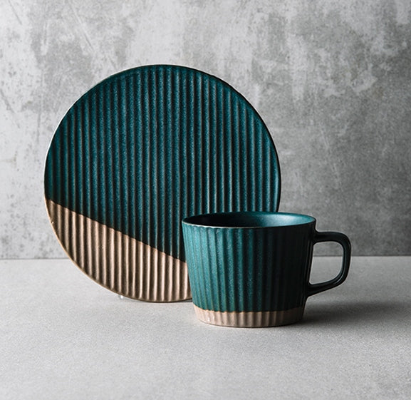 Ceramic Coffee Cups, Coffee Cup and Saucer Set, Pottery Coffee Cups, Cappuccino Coffee Mug, Coffee Cup for Sale, Tea Cup, White / Green / Blue / Yellow-Grace Painting Crafts