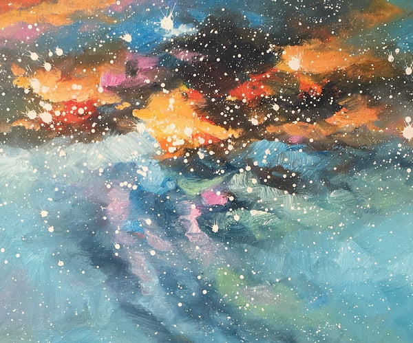 Oil Painting, Starry Night Sky Painting, Custom Abstract Canvas Artwork, Canvas Painting for Kitchen-Grace Painting Crafts