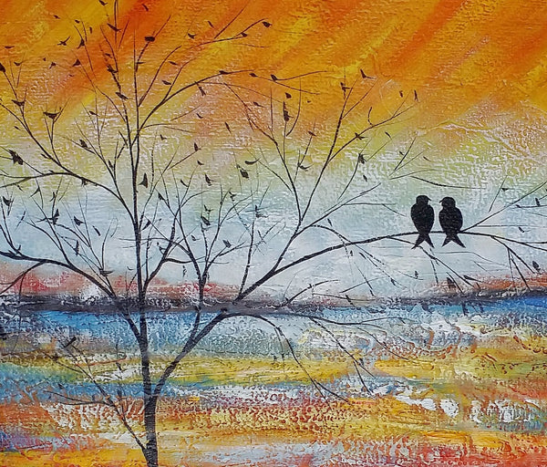 Acrylic Abstract Painting, Love Birds Painting, Living Room Wall Art Paintings, Custom Original Paintings, Acrylic Painting for Sale-Grace Painting Crafts