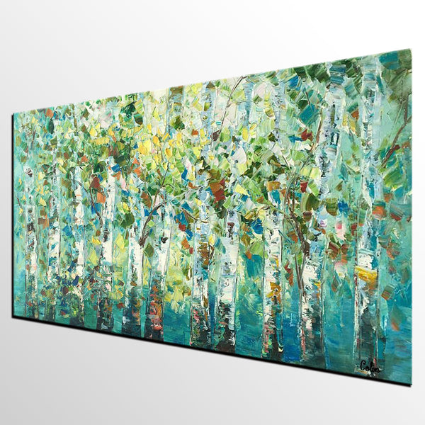 Original Painting, Spring Tree Painting, Custom Extra Large Painting, Oil Painting for Dining Room-Grace Painting Crafts