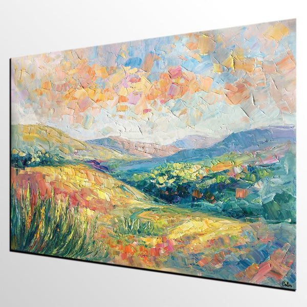 Mountain Landscape Painting, Custom Original Painting on Canvas, Large Oil Painting for Living Room, Heavy Texture Painting-Grace Painting Crafts