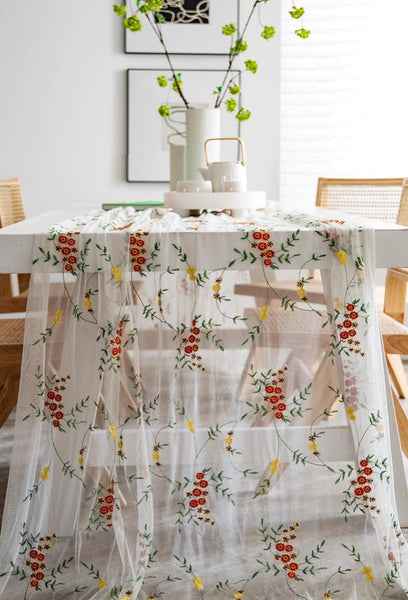 Spring Flower Rectangular Tablecloth for Oval Table, Extra Large Lace Tablecloths, Lace Embroidered Table Covers, Rectangular Table Covers for Coffee Table-Grace Painting Crafts