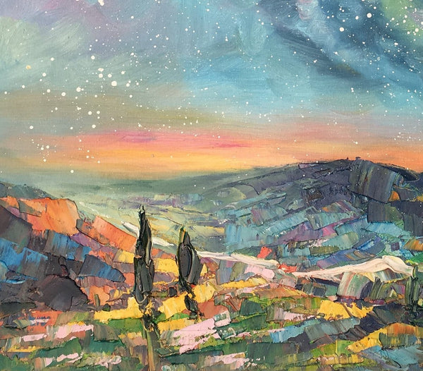 Oil Painting, Starry Night Sky Painting, Custom Abstract Canvas Artwork, Canvas Painting for Kitchen-Grace Painting Crafts