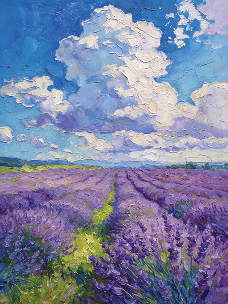 Original Landscape Art, Small Oil Paintings, Lavender of Provence, Small Paintings On Canvas, Hand Painted Canvas Art, Heavy Texture Wall Art Paintings-Grace Painting Crafts