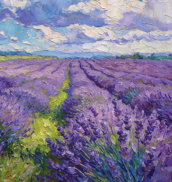 Original Landscape Art, Small Oil Paintings, Lavender of Provence, Small Paintings On Canvas, Hand Painted Canvas Art, Heavy Texture Wall Art Paintings-Grace Painting Crafts