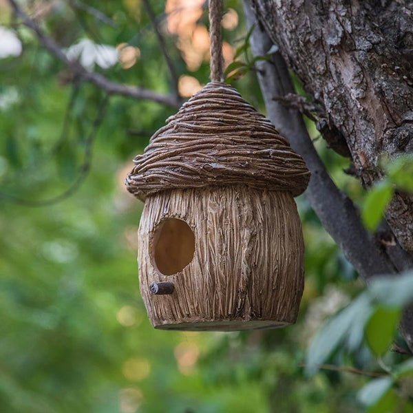 Resin Bird Nest for Garden Ornament, Bird House in the Garden, Lovely Birds House, Outdoor Decoration Ideas, Garden Ideas-Grace Painting Crafts