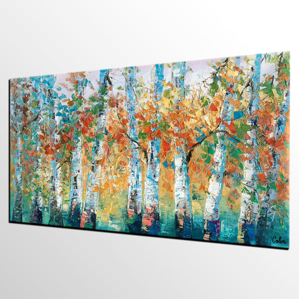 Forest Tree Painting, Custom Extra Large Painting, Original Painting, Oil Painting for Dining Room-Grace Painting Crafts
