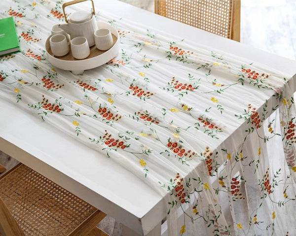 Spring Flower Rectangular Tablecloth for Oval Table, Extra Large Lace Tablecloths, Lace Embroidered Table Covers, Rectangular Table Covers for Coffee Table-Grace Painting Crafts
