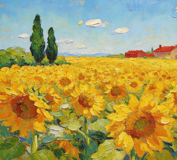 Enchanting Provence Sunflower Fields, Original Canvas Paintings, Palette Knife Oil Paintings, Small Landscape Paintings, Landscape Paintings on Canvas, Hand Painted Canvas Art-Grace Painting Crafts