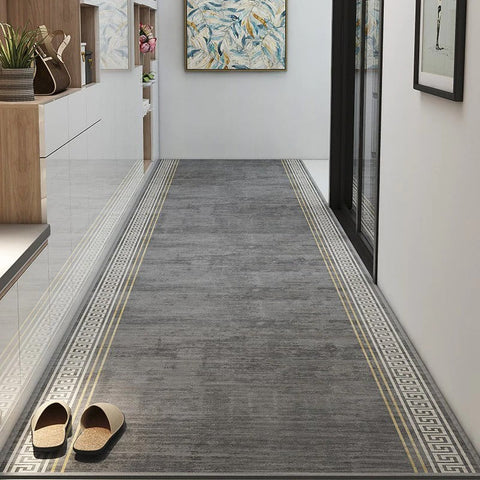 Grey Runners for Entrance Hallway, Long Hallway Runners, Long Narrow Runner Rugs, Modern Long Hallway Runners, Kitchen Runner Rugs, Entryway Runner Rugs-Grace Painting Crafts