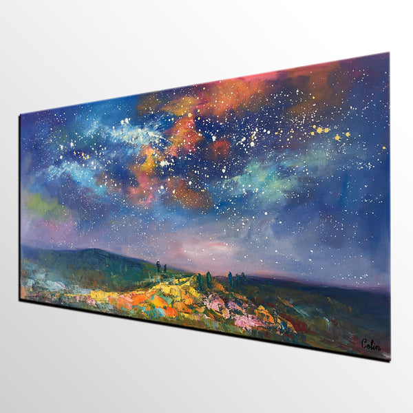 Starry Night Sky Oil Painting, Abstract Art, Modern Art Painting, Custom Extra Large Painting-Grace Painting Crafts