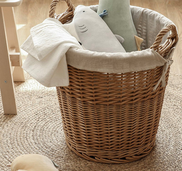 Large Food Storage Basket with Handle, Natural Hand-woven Wicker Storage Basket for Clothes, Willow Weaving Baskets for Clothes, Extra Large Kitchen Storage Baskets-Grace Painting Crafts