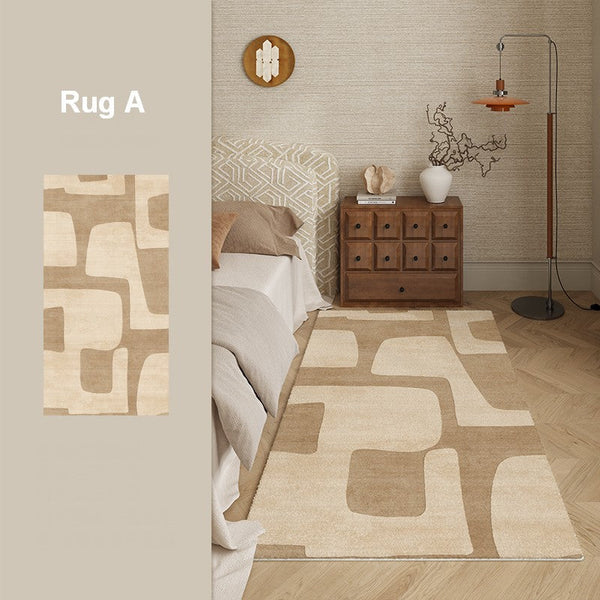 Unique Geometric Modern Rugs under Dining Room Table, Brown Modern Carpets for Office, Abstract Modern Rugs for Living Room, Contemporary Modern Rugs Next to Bed-Grace Painting Crafts