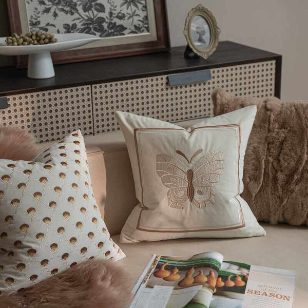 Decorative Pillow Arrangement Ideas for Couch, Modern Decorative Pillows for Bedroom, Embroidered Butterfly Pillow Covers, Large Decorative Throw Pillows for Living Room-Grace Painting Crafts