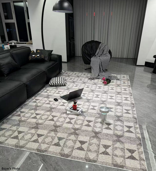 Large Gray Floor Rugs for Living Room, Dining Room Floor Rug, Modern Floor Rugs for Bedroom, Extra Large Geometric Modern Rugs for Office-Grace Painting Crafts