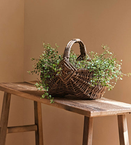 Large Picnic Food Basket with Handle, Natural Hand-woven Wicker Storage Basket, Natural Fruit Baskets, Kitchen Storage Baskets, Willow Weaving Baskets with Handle-Grace Painting Crafts